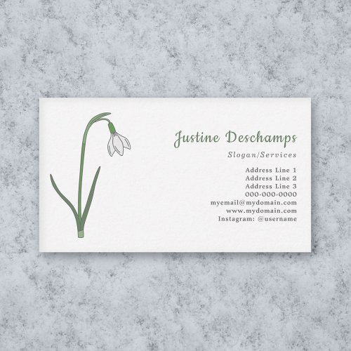 Botanical Snowdrop Pastel Flower Business Card