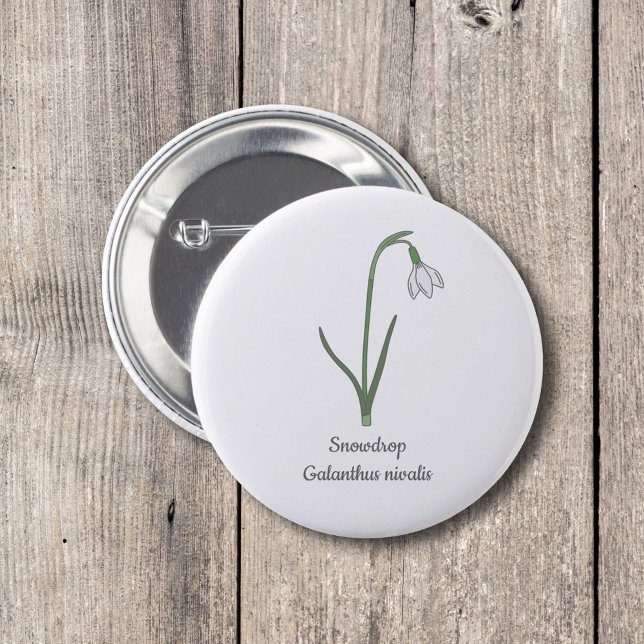 Botanical Snowdrop Pastel Flower  Button (Botanical Snowdrop Button)