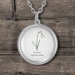 Botanical Snowdrop Pastel Flower Necklace<br><div class="desc">A Necklace with a Botanical Snowdrop Flower illustration in Pastel colors and a customizable text: perfect for a birthday gift. It's the January birth flower and the flower of Capricorn.</div>