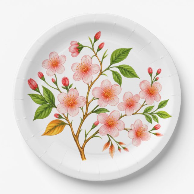 Botanical Spring Design Paper Plates (Front)