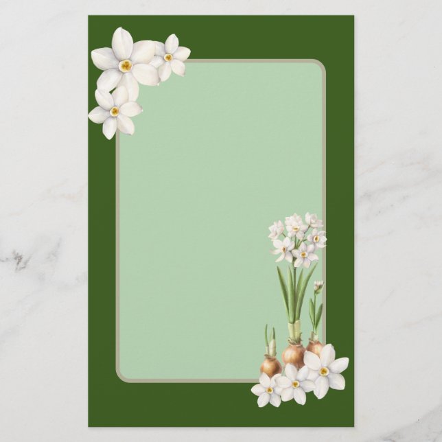 Botanical Spring Green  Stationery (Front)