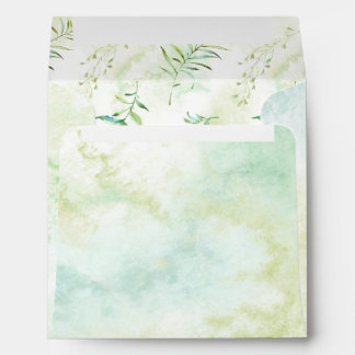 Botanical Spring Green Watercolor Wash Envelope