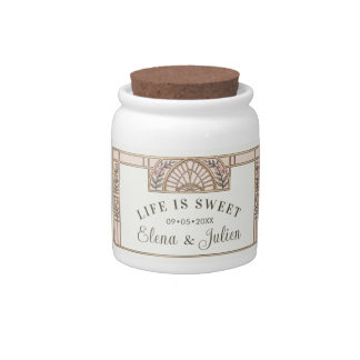Botanical Stained Glass Art Nouveau Wedding Candy Jar