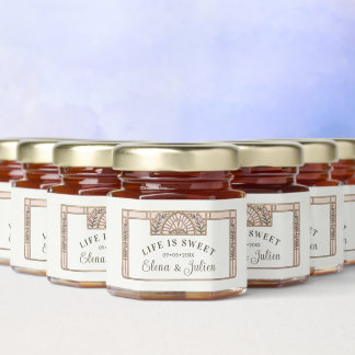 Botanical Stained Glass Art Nouveau Wedding Honey Jar Favors