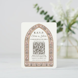 Botanical Stained Glass Wedding QR Code RSVP Card