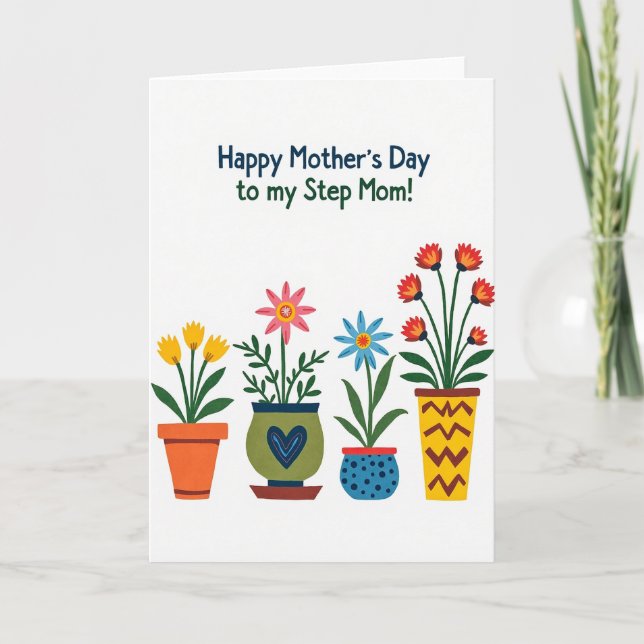 Botanical Step Moms Day Card (Front)