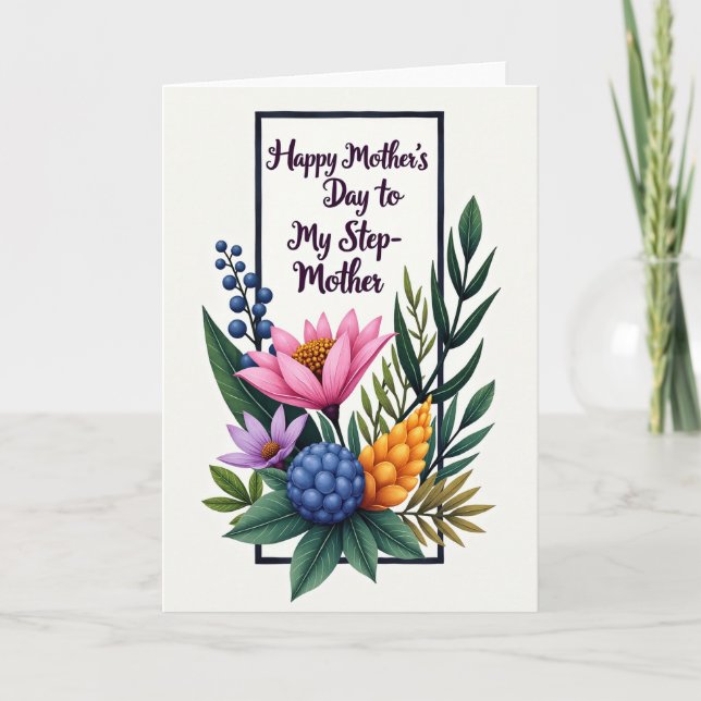 Botanical Step Mothers Day Card (Front)