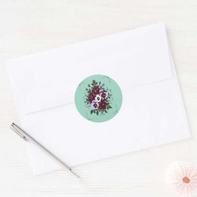Botanical Sticker Purple Rose Bouquet (Envelope)
