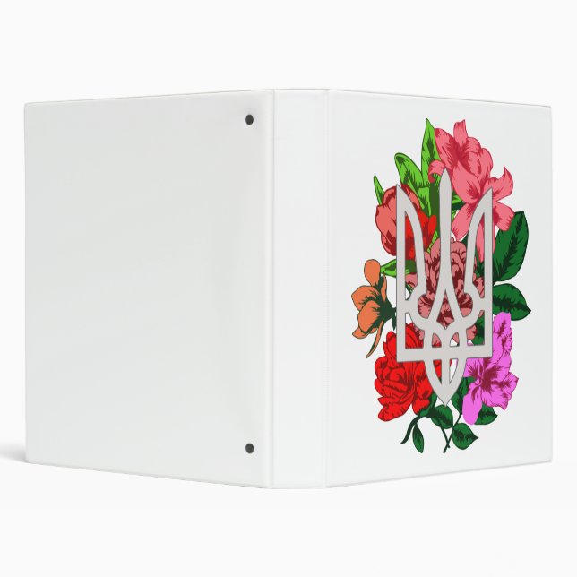 Botanical still and Ukrainian trident tryzub 3 Ring Binder (Background)