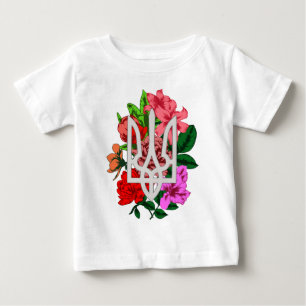 Botanical still and Ukrainian trident tryzub Baby T-Shirt