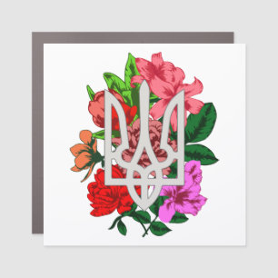 Botanical still and Ukrainian trident tryzub Car Magnet