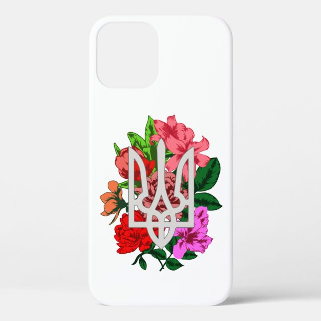 Botanical still and Ukrainian trident tryzub Case-Mate iPhone Case (Back)