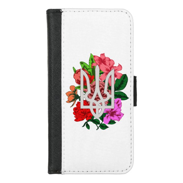 Botanical still and Ukrainian trident tryzub iPhone Wallet Case (Front)