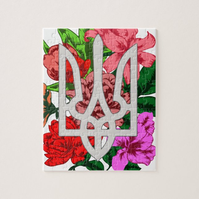 Botanical still and Ukrainian trident tryzub Jigsaw Puzzle (Vertical)