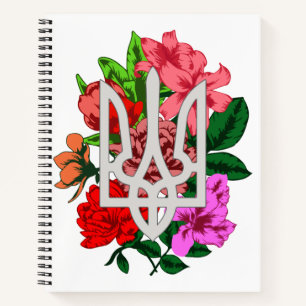 Botanical still and Ukrainian trident tryzub Notebook