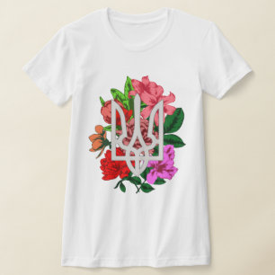 Botanical still and Ukrainian trident tryzub T-Shirt