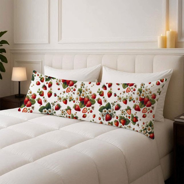 Botanical Strawberry Body Pillow Cover case (Botanical Strawberry Body Pillow Cover Case)