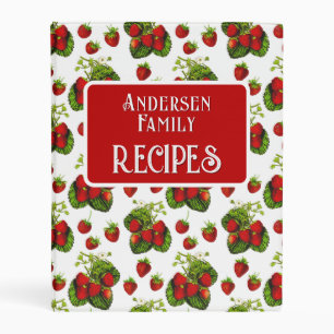 Botanical Strawberry Illustration Print Recipes Mini Binder