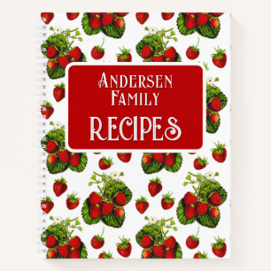 Botanical Strawberry Illustration Print Recipes Notebook