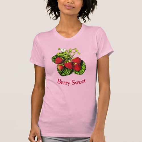 Botanical Strawberry Illustration _ Red Berries T_Shirt