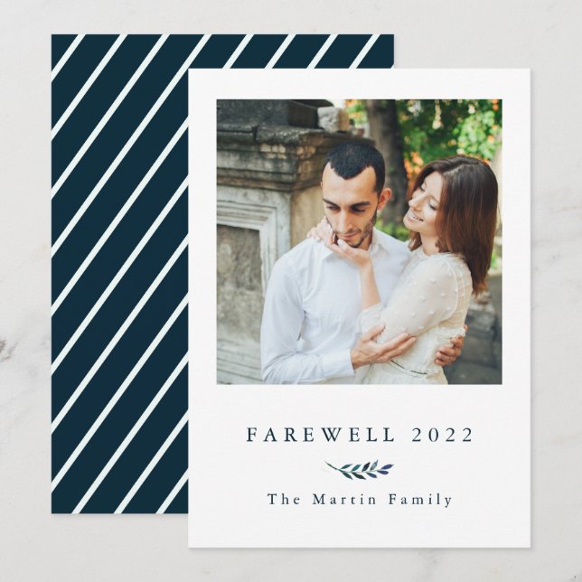 Botanical Stripes Farewell 2022 Photo Holiday Card (Front/Back)