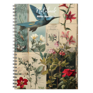 Botanical style collage design notebook