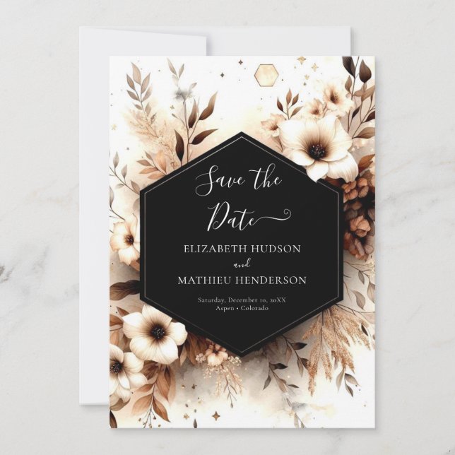 Botanical Stylish Rustic Wedding Save The Date (Front)