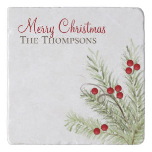 Botanical Stylish Watercolor Modern Custom Holiday Trivet