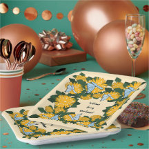 Botanical Stylized Yellow Dandelion Butterflies