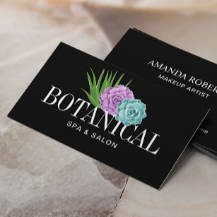 Botanical Succulent Aloe Vera Nature Salon & Spa Business Card