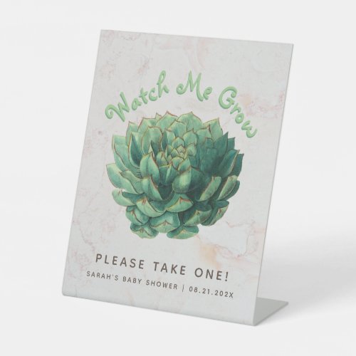 Botanical Succulent Baby Shower Watch Me Grow  Pedestal Sign