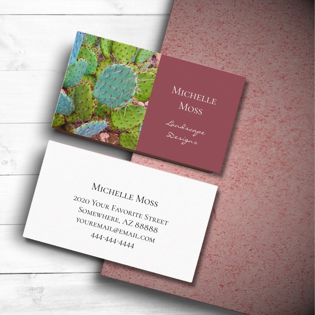 Botanical Succulent Cactus Red Business Card (Creator Uploaded)