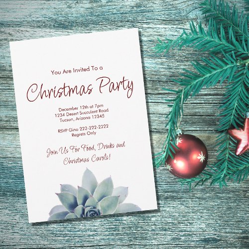 Botanical Succulent Desert Christmas Party   Invitation