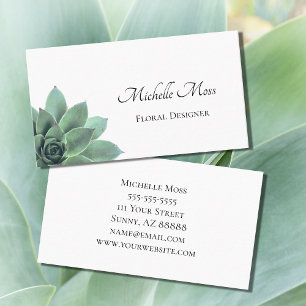 Botanical Succulent Elegant Script Typography Business Card