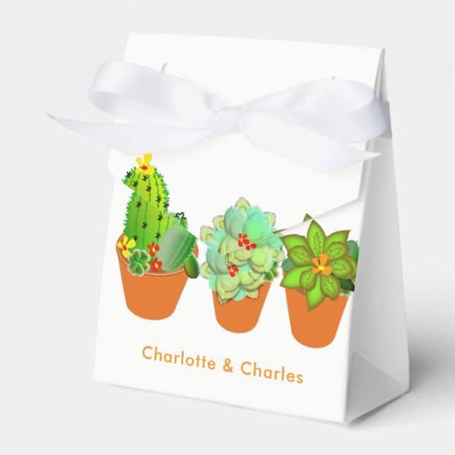 Botanical Succulent Plants Personalized Favor Boxes (Front Side)