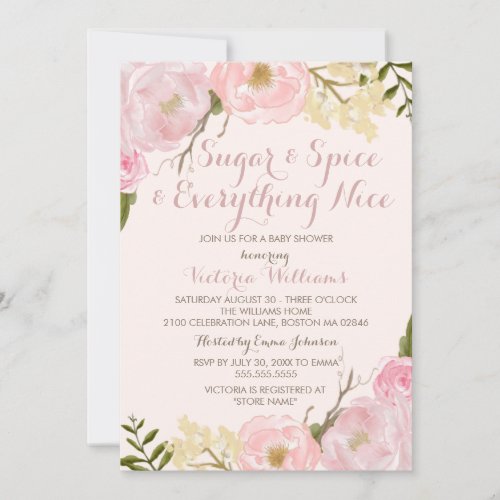 Botanical Sugar  Spice Girl Baby Shower Invite