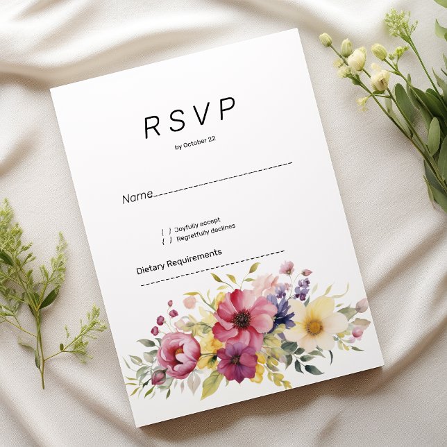 Botanical summer colorful floral RSVP Invitation (Botanical summer colorful floral RSVP )
