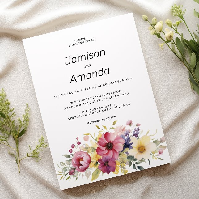 Botanical summer colorful floral Wedding Invitation (Botanical summer colorful floral Wedding )