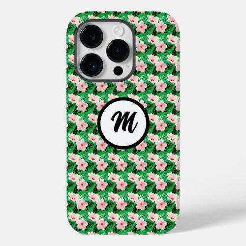 Botanical Summer Monogram Initial Elegant Green Case_Mate iPhone 14 Pro Case