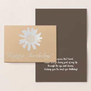Botanical Sunflower Best Friend Birthday Foil Card