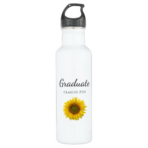 Botanical Sunflower Class of 2025 Graduation  Stainless Steel Water Bottle