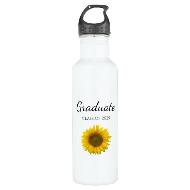 Botanical Sunflower Class of 2025 Graduation  Stainless Steel Water Bottle (Front)