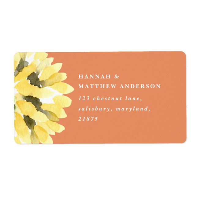 Botanical sunflower country rustic label (Front)