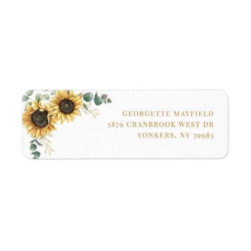 Botanical Sunflower Eucalyptus Return Address Label