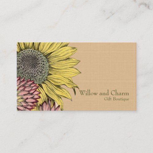 Botanical Sunflower Floral Business Card