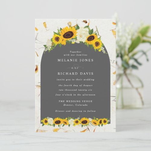 Botanical Sunflower Floral Wedding Invitation