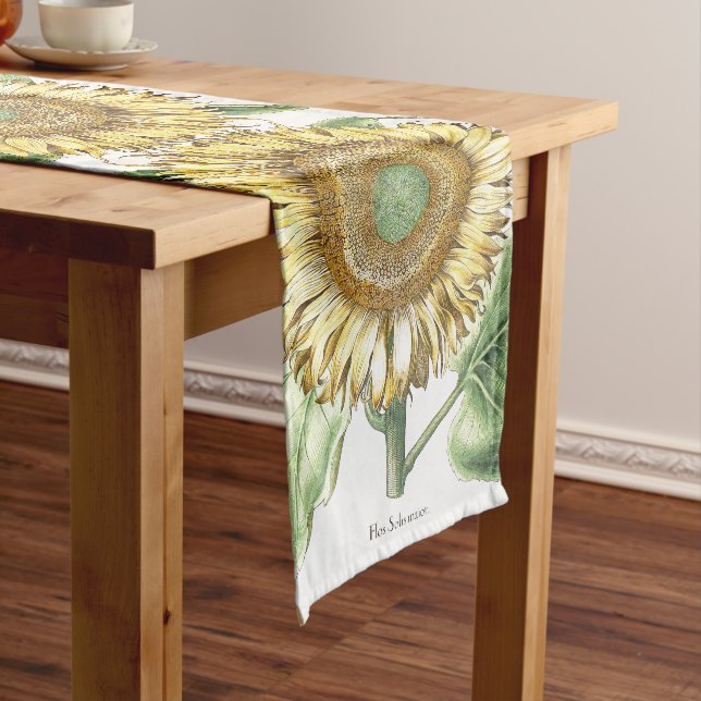 Botanical Sunflower Flowers Floral Table Runner (In Situ)