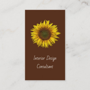 Botanical Sunflower QR code Designer Rustic Business Card