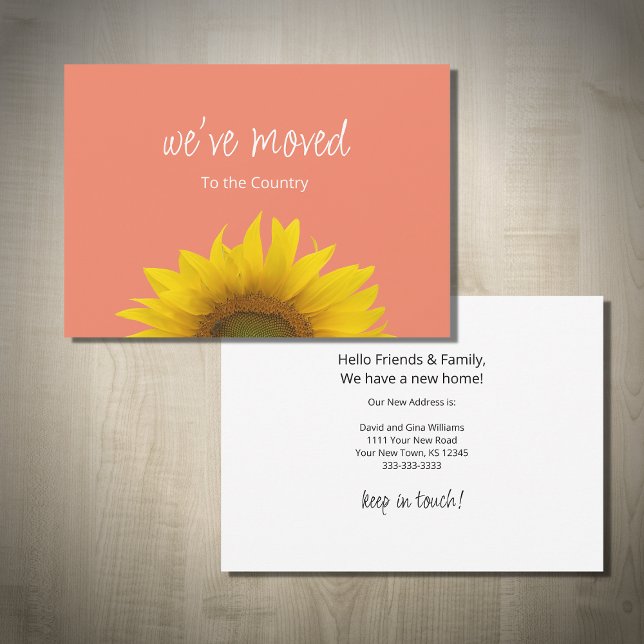 Botanical Sunflower We've Moved Peach Moving  Announcement (Creator Uploaded)