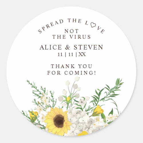 Botanical Sunflowers  Wildflowers Bouquet Sanitiz Classic Round Sticker